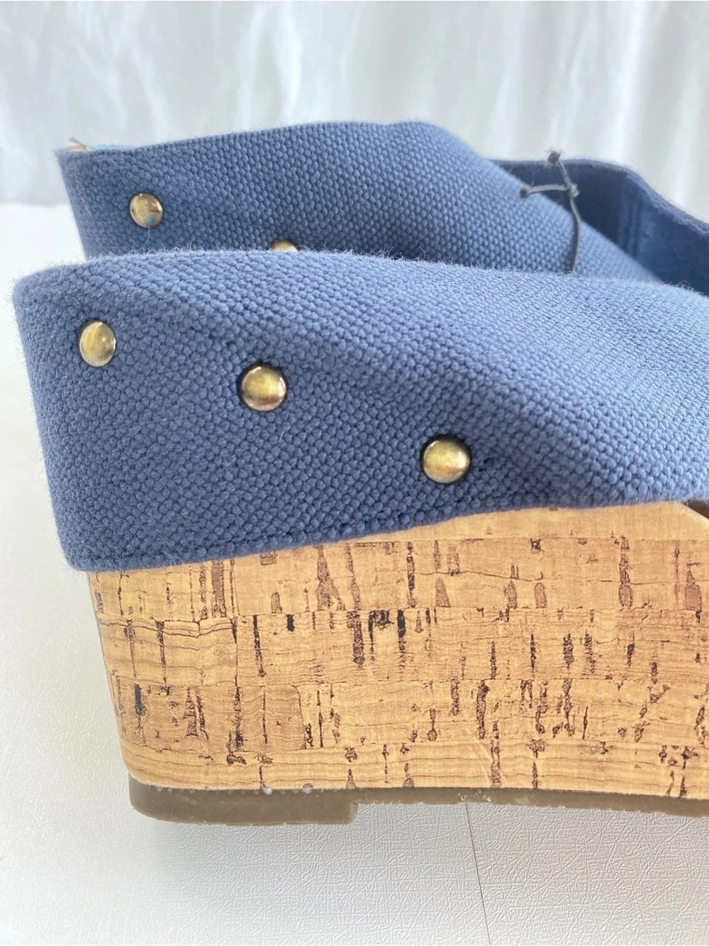Esprit Oceane 2 Navy Stretchy Wide Strap Cork Wedge Heel Sandal Shoe 7.5 NWT
